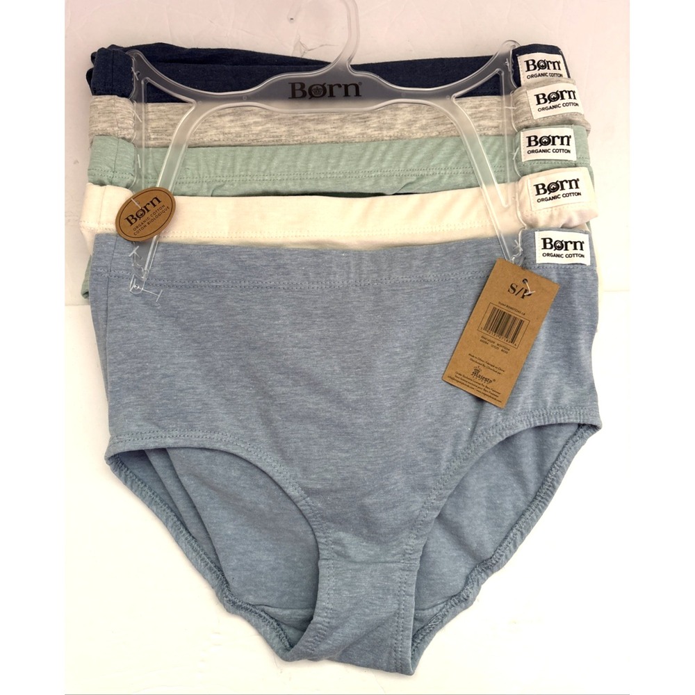NWT Born Organic Cotton Briefs 5 Pack Underwear Panties Coastal Pastels Medium